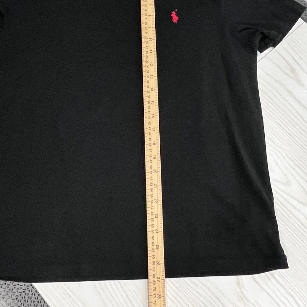 Polo Ralph Lauren Black T-Shirt Men Large Short Sleeve Red Pony Logo Crew Neck